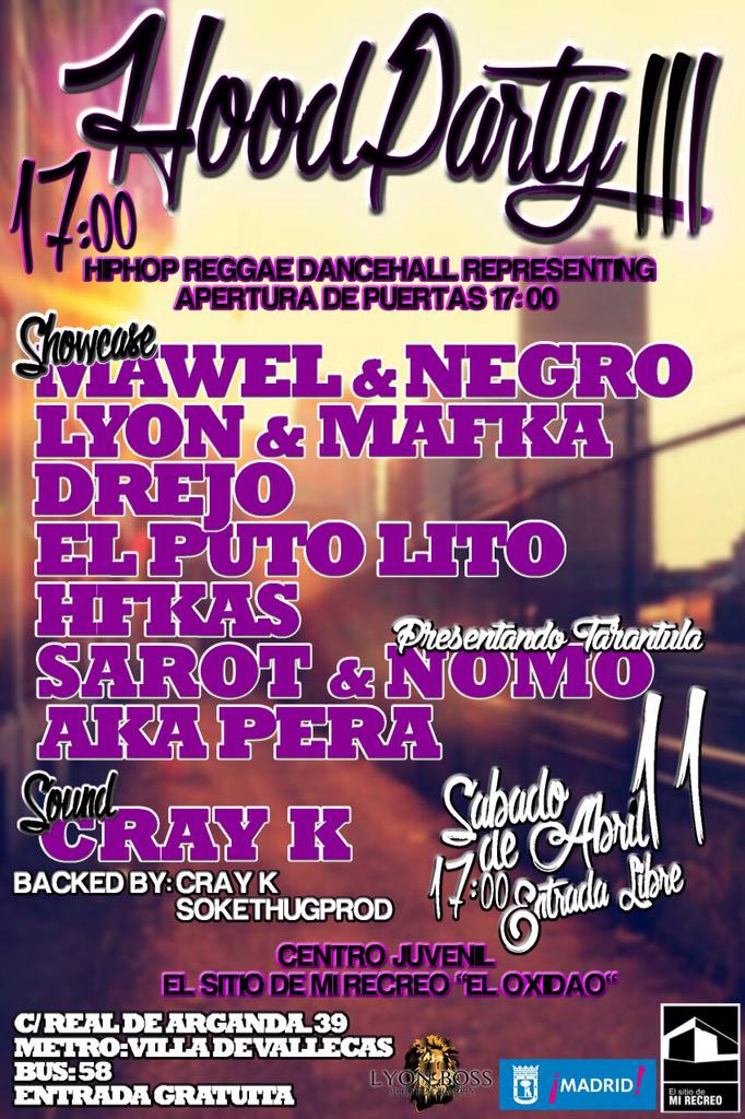 SativaInc_'s tweet photo. SÁBADO 11 @NomitoMr @CrayKmusic @LyonMafka @c_valencia2012 @drejomadafacka @MawelGK @NegroCreamCrew y mas #HoodParty http://t.co/T1nlZ6LUAn