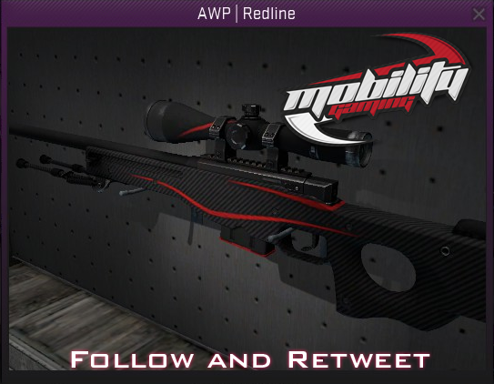 mobility gaming on twitter giving out an ak47 and awp redline at