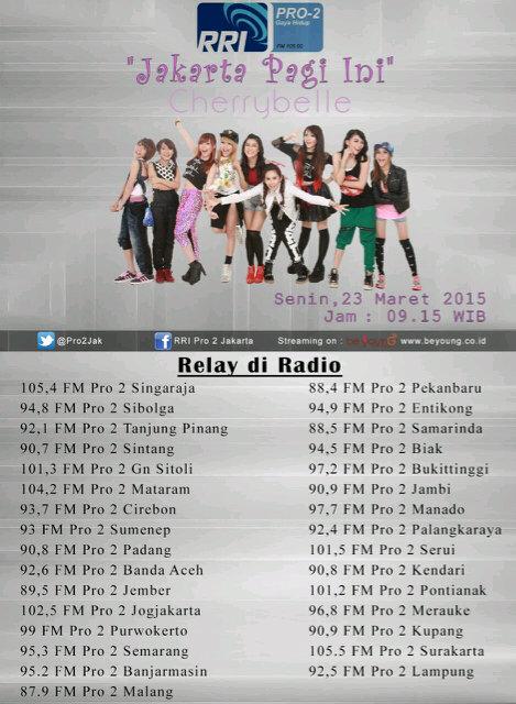 Haii Selamat pagi...sebentar lagi jam 09:15WIB <a href="/Cherrybelleindo/">Cherrybelle Indonesia</a> bakalan ada di Radio RRI Pro2 #ChibiOnPro2SeIndonesia