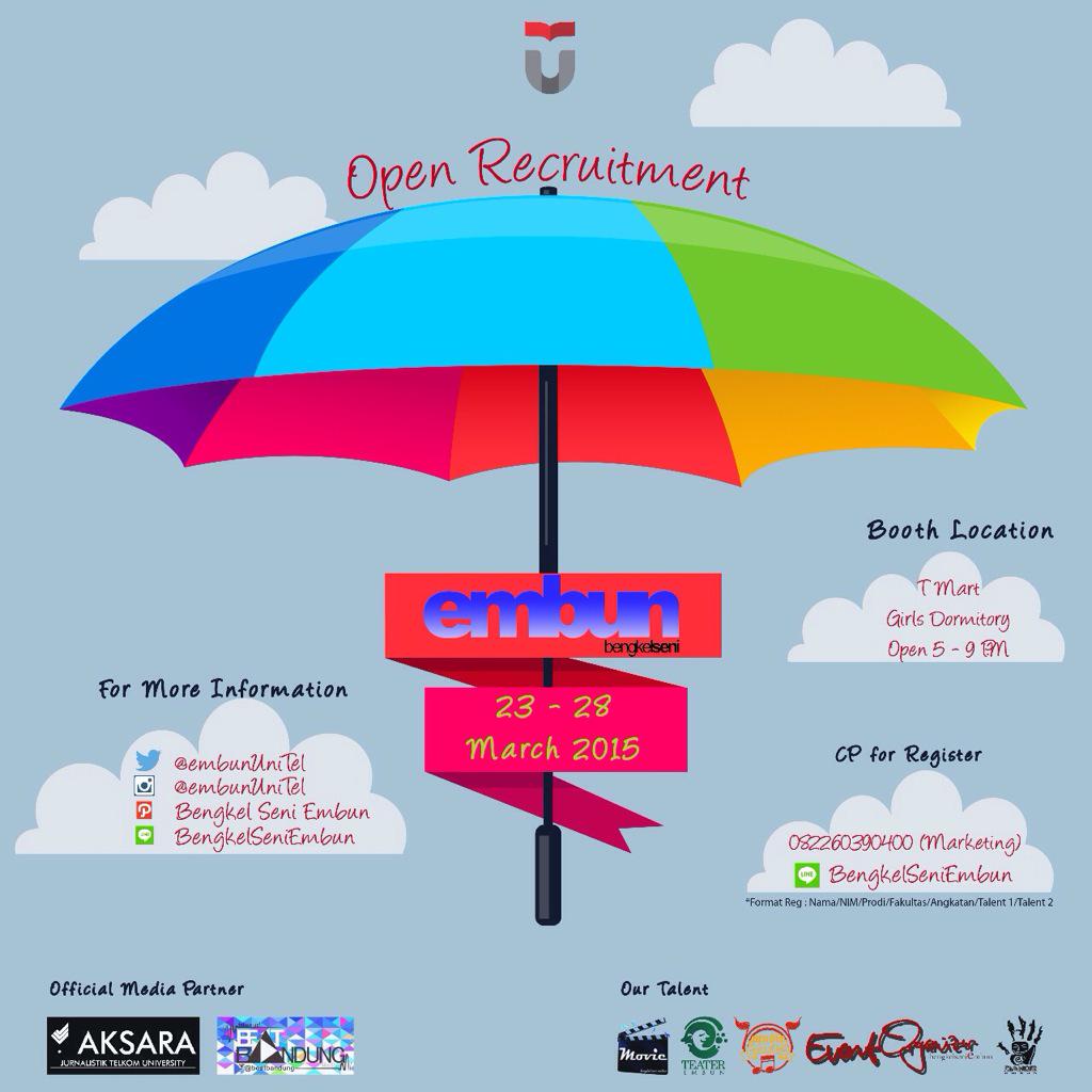 #BEATINFO | O P E N   R E C R U I T M E N T! <a href="/embunUniTel/">Bengkel Seni Embun</a> (Untuk kamu seluruh mahasiswa angkatan 2012,2013,2014)