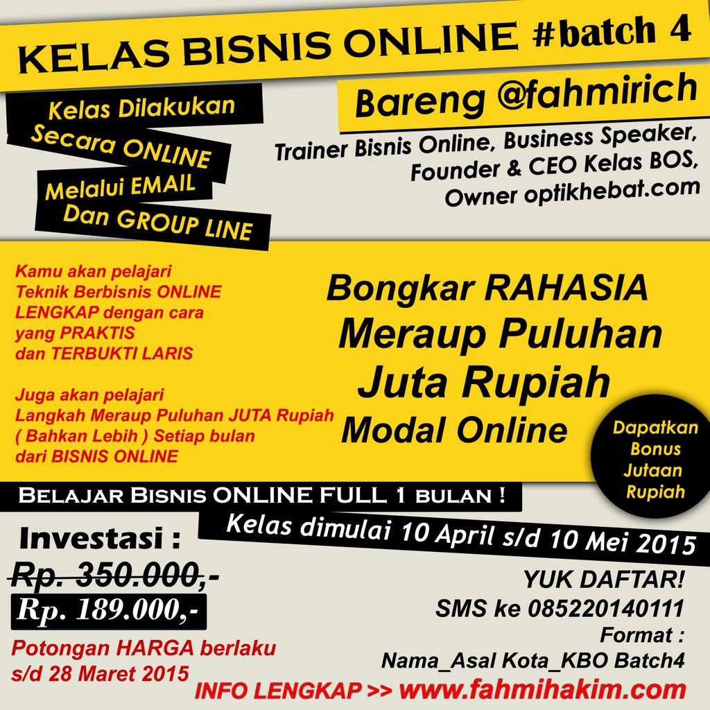 kelasBOS's tweet photo. Setelah sukses #KelasBisnisOnlineBatch3, hadir segera >> #KelasBisnisOnlineBatch4. Puluhan peserta telah membuktikan! http://t.co/LaWDyYfNYZ