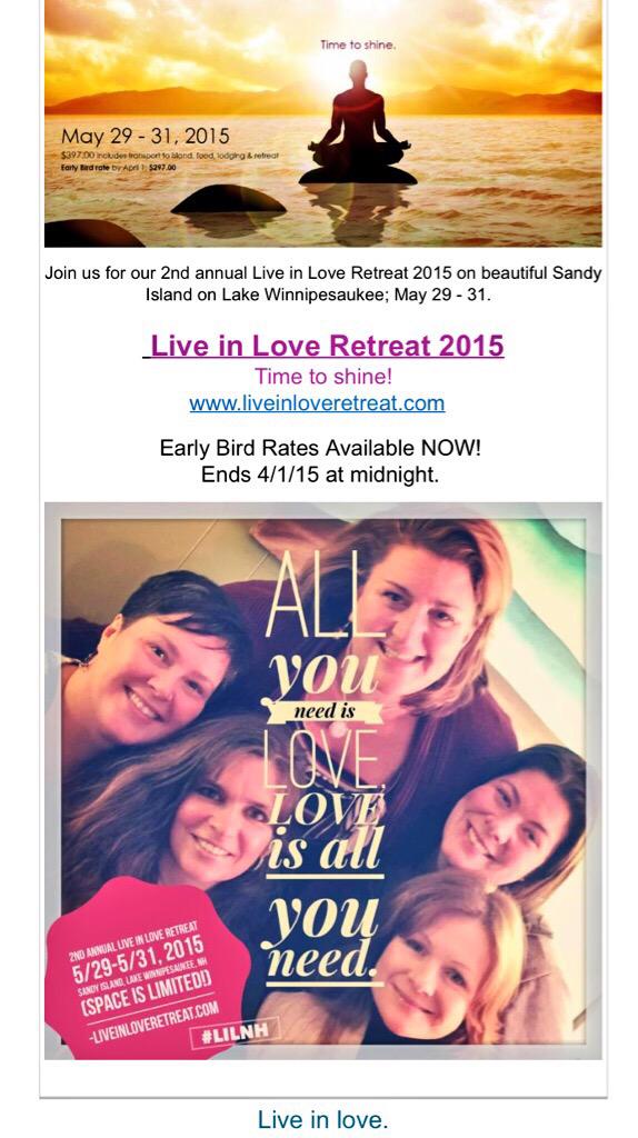 AhaTribe's tweet image. Heads up! Don't miss this year's Live in Love Retreat! Learn more &amp;amp; register: LiveInLoveRetreat.com #NH #LILNH