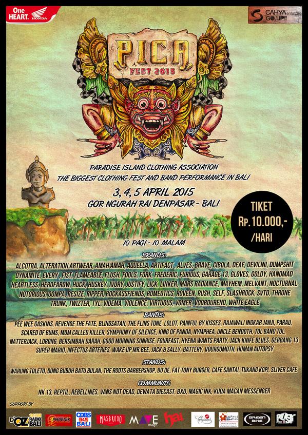 <a href="/PICA_official/">PICA FEST</a> Fest 2015 | 3-5 April | at Gor Ngurah Rai Denpasar | w/ <a href="/bersimbahdarahx/">Bersimbah Darah</a> <a href="/GMS_bali/">Good Morning Sunrise</a> <a href="/fourfast/">FourFast</a> dll