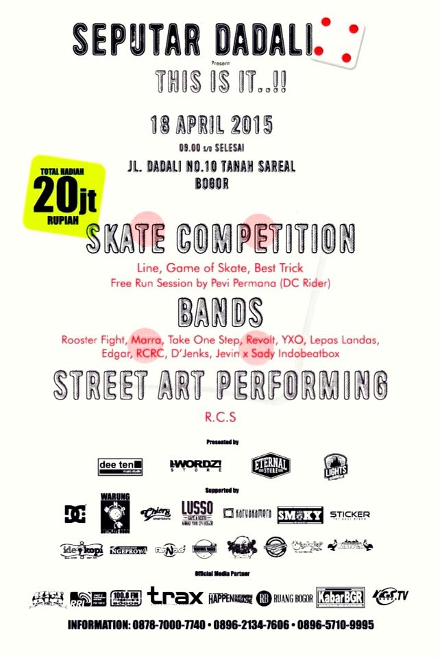 Seputar Dadali 4, Sabtu 18 April 2015, <a href="/revolt_rcxhc/">REVOLT | RaincityHxC</a> <a href="/ROOSTERFIGHT_HC/">ROOSTER FIGHT</a> <a href="/marra_hxc/">marra_hxc</a> <a href="/xTAKEONESTEPx/">TAKE ONE STEP</a> <a href="/LepasLandasBand/">IG : lepaslandasband</a> dll.