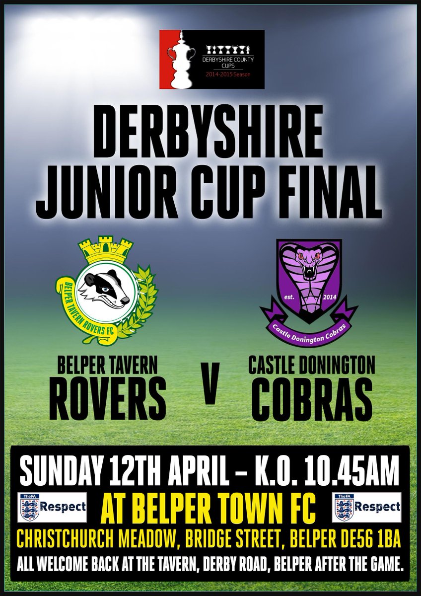 BelperBadgers's tweet photo. RT our status and come and support the Badgers in the Derbyshire Cup final!
@DerbyshireFA http://t.co/1WTTfeCJRL