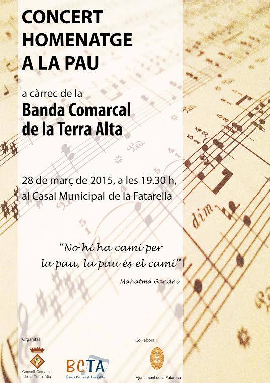 Aquest dissabte a <a href="/lafatarella/">lafatarella</a> tindrà lloc el concert "Homenatge a la Pau" a càrrec de la Banda Comarcal #TerraAlta!