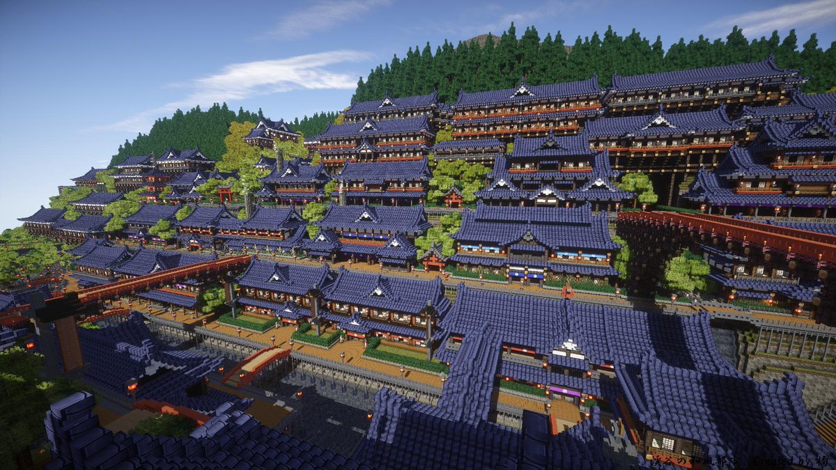 Minecraftで作製された渓谷のファンタジー和風都市のクオリティが美しすぎる この中に住んでみたい Togetter