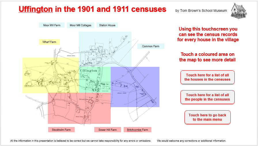 Our new computer presentation this year shows the details of who lived where in Uffington in 1901 and 1911!