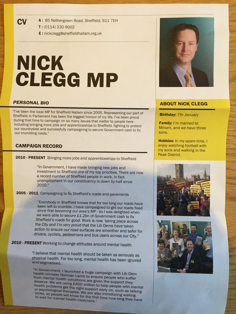 Nick's CV front. He enjoys walking and watching football with his sons. (2/3)