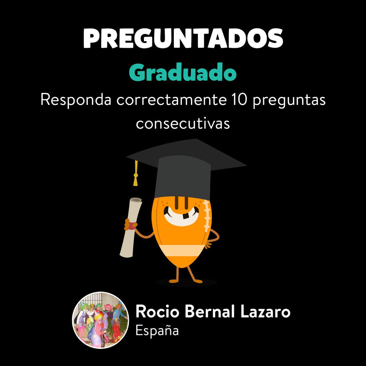 rocio4520's tweet photo. Rocio Bernal Lazaro ha conseguido el logro Graduado en Preguntados http://t.co/kBJ9eZZWSB http://t.co/ccJmoGnP8A