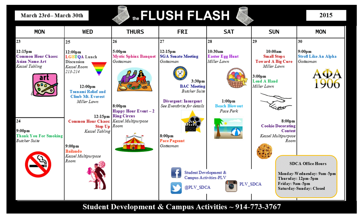 engage_paceplv's tweet photo. Welcome back! Check out this weeks #FlushFlash #PaceU http://t.co/dAGhTATTXR