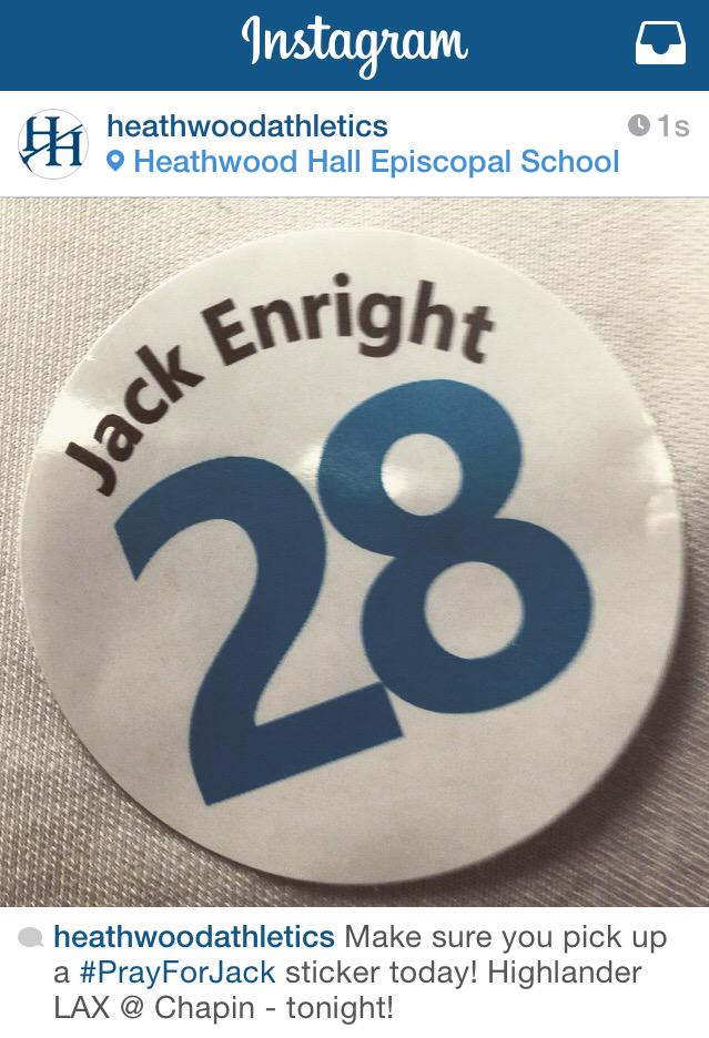 AthleticsHHES's tweet image. Make sure to join the Highlander Family with a #PrayForJack sticker today! #HighlanderLAX @ Chapin HS tonight!
