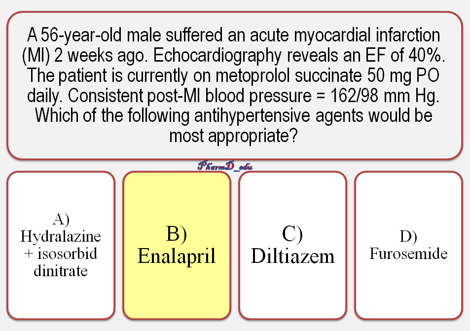 PharmD_edu's tweet photo. Answer for Second #Question is Enalapril
#Pharmacotherapy_Board
#Pharmacy_Practice
#Pharmacy
#Case
#صيدلة http://t.co/9ODNzvYtgA