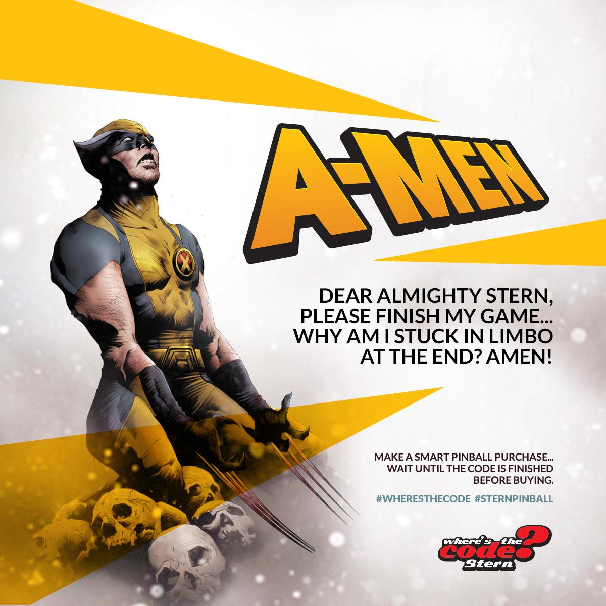 whereisthecode's tweet image. They always said praying didn&apos;t hurt. @sternpinballinc #wheresthecode