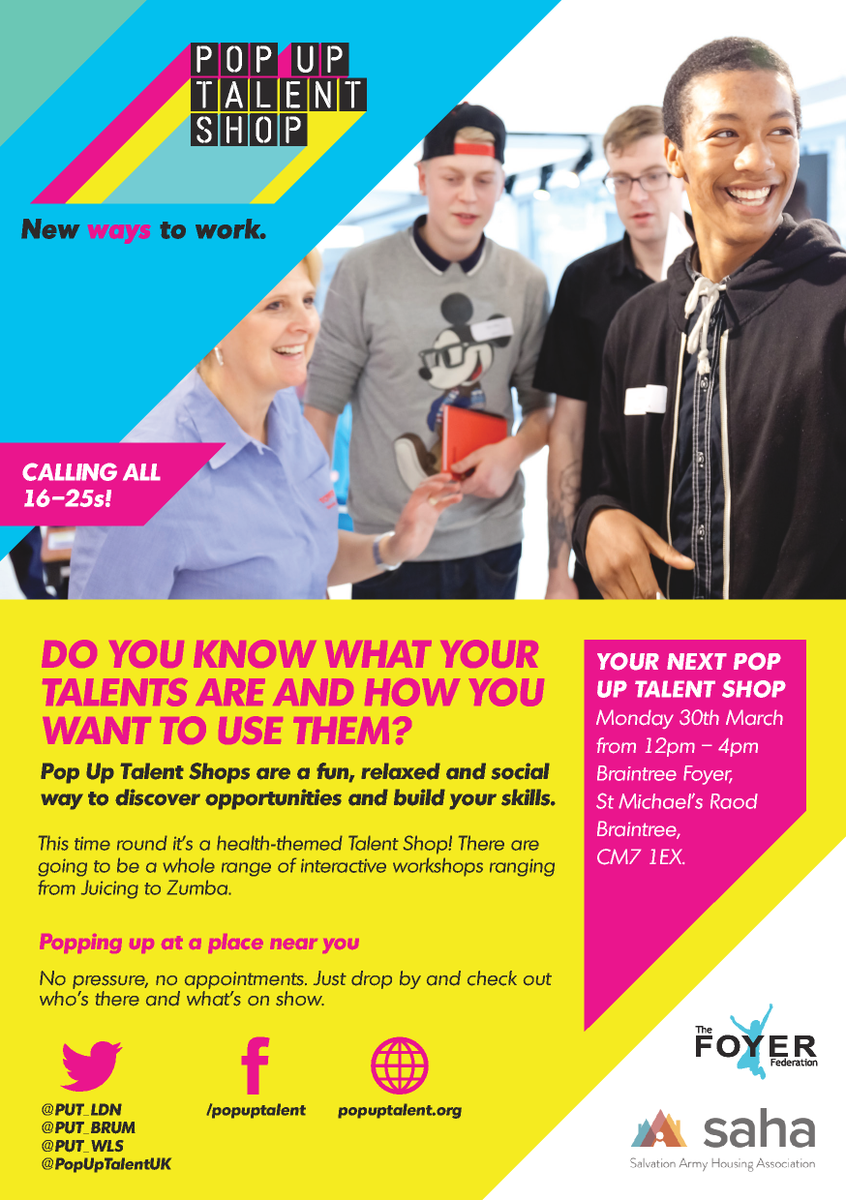 PUT_LDN's tweet photo. Hey @braintreetimes! @BraintreeFoyer #PopUpTalentShop &amp;Gym launch is comin!30th March-check it out here&amp;come on down! http://t.co/qsEWyWy2FO