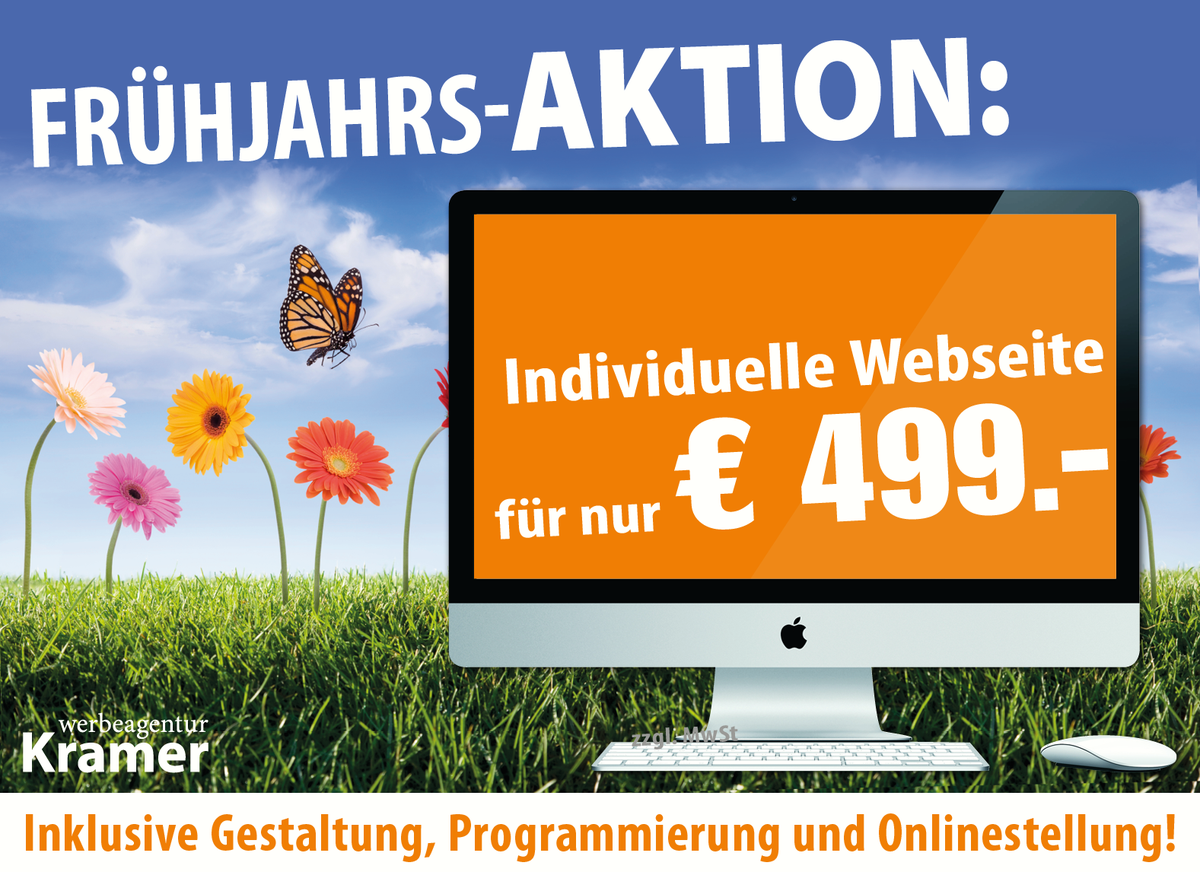 Kramer_Design's tweet image. FRÜHJAHRSANGEBOT: Individuelle Webseite für nur 499€ inkl. Desgin, Programmierung und Onlinestellung.