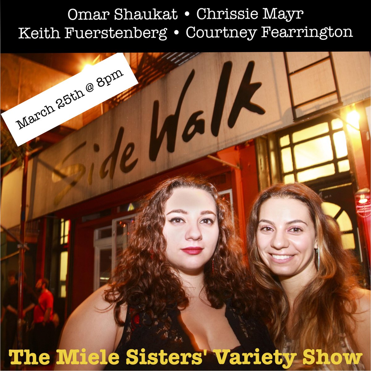This Wednesday! Great line up, free show, 1 drink min, free cupcakes &amp; a lot of Mieles!!! Join us! 8pm <a href="/sidewalkNY/">Sidewalk Cafe NYC</a>
