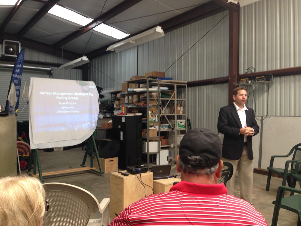 True Grassroots meeting in the cart barn at William Land Park with <a href="/whitlark/">Brian whitlark</a> speaking about 2015 <a href="/USGA/">USGA</a> Senior Open