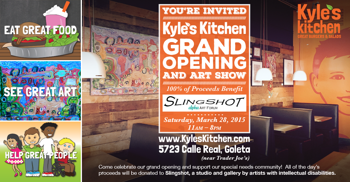 SlingShotArt's tweet photo. Calling all food and art lovers to @Kyles_Kitchen on Saturday! http://t.co/HrH6VYHlqr