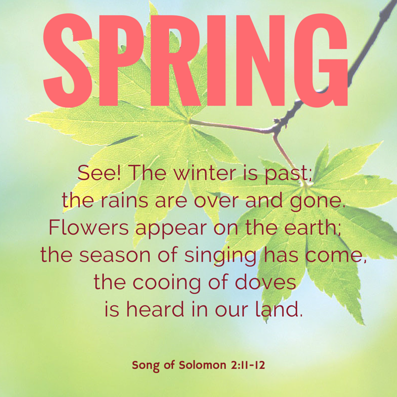 Solomon calls spring the "season of singing." Hope you are singing wherever you are today. Our Lord is faithful!