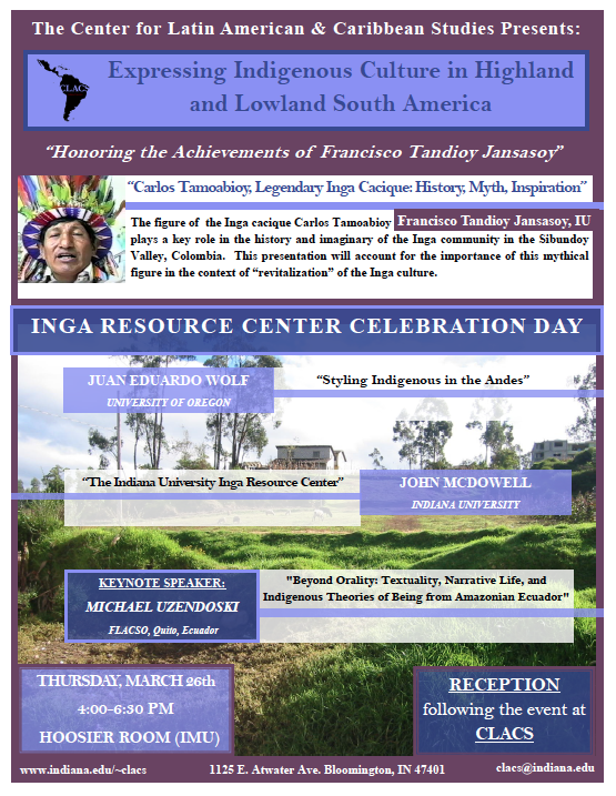 IULatAmHistory's tweet photo. Thursday @IUBloomington: Expressing Indigenous Culture in Highland & Lowland S America #indigenous #latam #americasur http://t.co/HmbrWFa4Fw