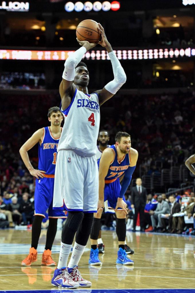 nicekicks's tweet image. Nerlens Noel (@NerlensNoel3) // @Sixers 
@nikebasketball LeBron 12 iD
#KicksOnCourt