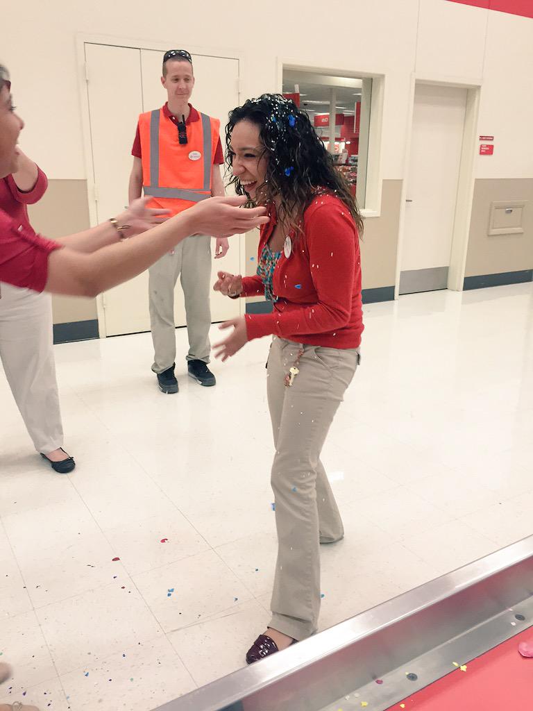 TargetLauren's tweet photo. My closing/weekend partner finally got her turn! #sorryboo #T1765 #teamengagement #drivingconversion http://t.co/PttJ6DHvVV