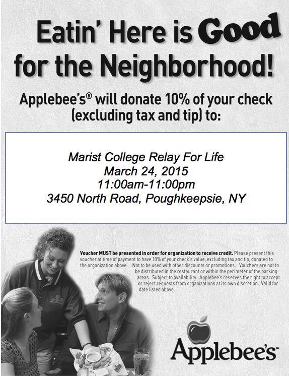 RedFoxRelay's tweet image. TOMORROW join us at Applebee's!!! Print the voucher &amp;amp; present to your server for 10% of your check donated to Relay!!