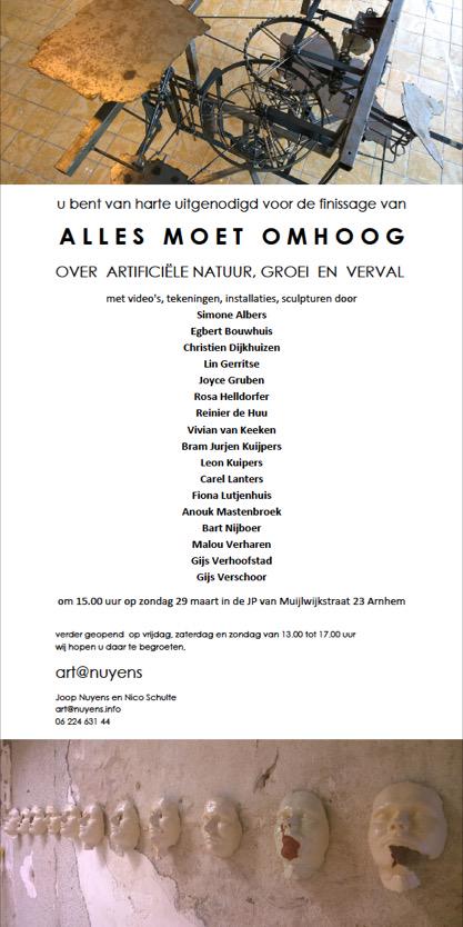 Vanaf 29/3 nieuwe pop-up-expo in Van Muijlwijkstr. 'Alles moet omhoog' Actueel thema: artificiele natuur-groei-verval