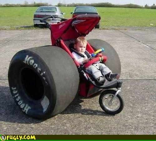 A trucker’s kind of stroller, we’re guessing..