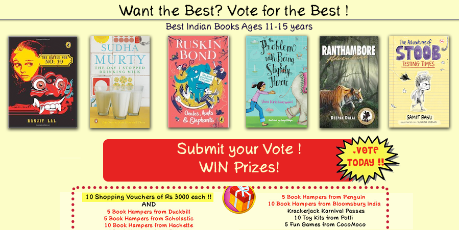 RivoKids's tweet photo. Vote for your favorite book by an Indian Author ages 11-15years http://t.co/amtIMF2Dti #pkca2015 @RuskinBondIndia http://t.co/4yy6rpxnMw