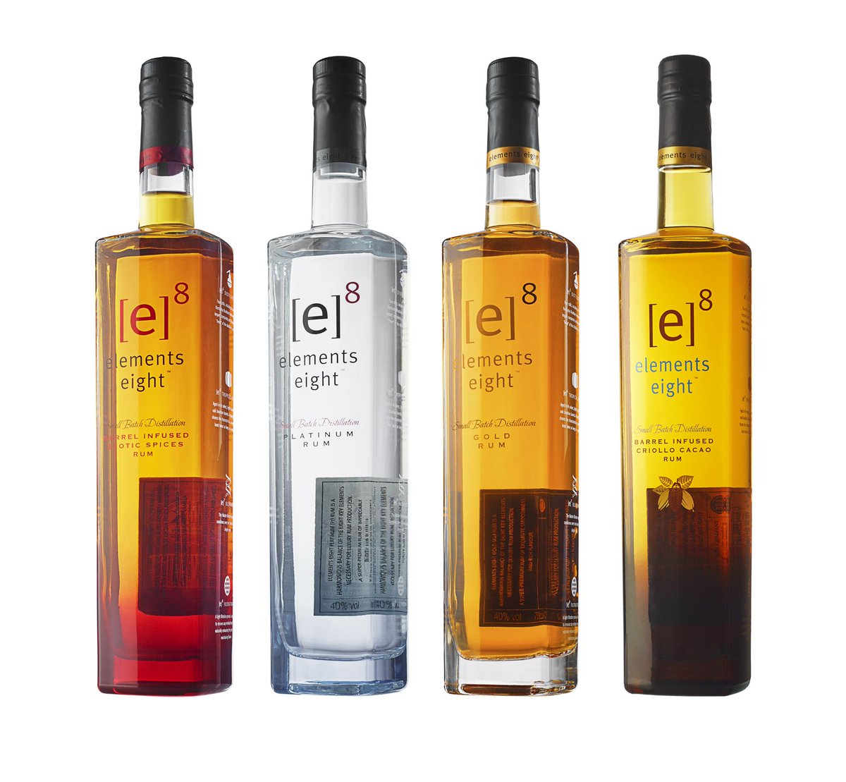 The e8 rum range is now complete with new cacao packaging. Same award winning rums