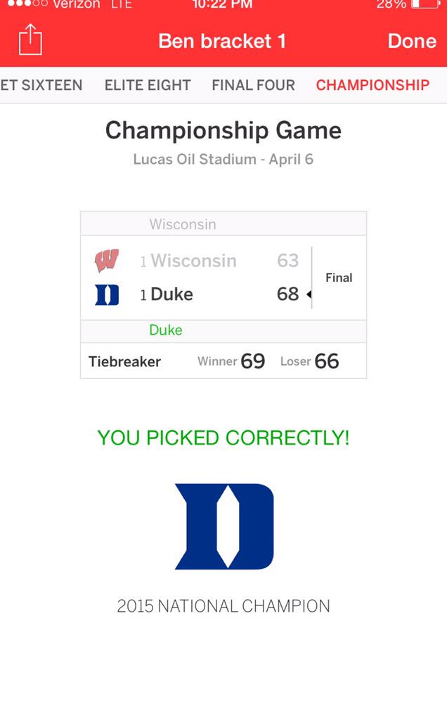 Did pretty well this year. #dukevswisconsin