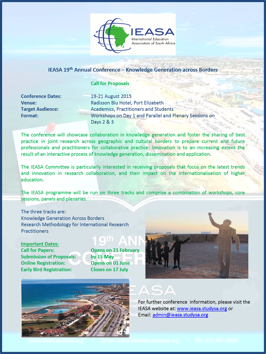 IEASA2015's tweet photo. Submit your proposal today. #IEASAConference2015 http://t.co/nE3rXuFQxJ