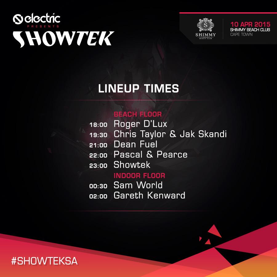 Check out the full lineup times for #ShowtekSA, featuring some of SA's finest &amp; do not miss a moment of the madness!
