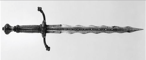 『パリングダガー』

波打った刃が
敵の攻撃を
受け流しやすくするため
マインゴーシュと同じく
盾としての役割も果たせる

＃イタリア