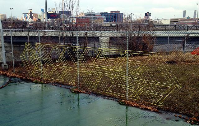 #StreetArt: HOTXTEA swaps spraycans for knitting yarn to create these crazy pieces. See more - ow.ly/LdjXM