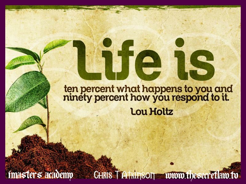 Play_Method's tweet photo. Life is ten percent what happens to you and ninety percent how you respond to it. -Lou Holtz http://t.co/dSDE2diOiG