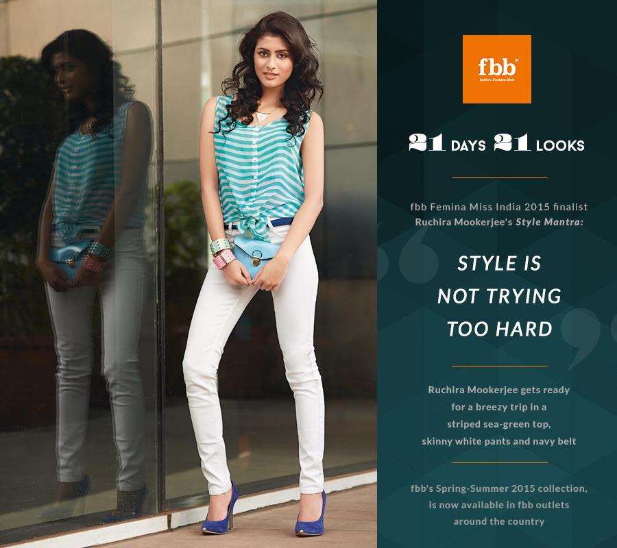 fbb_india's tweet photo. Ruchira Mookerjee in a striped sea-green top &amp; white pants #21Days21Looks
http://t.co/3394D8hqEB c her #fresolutions http://t.co/77oIMQMO5Q
