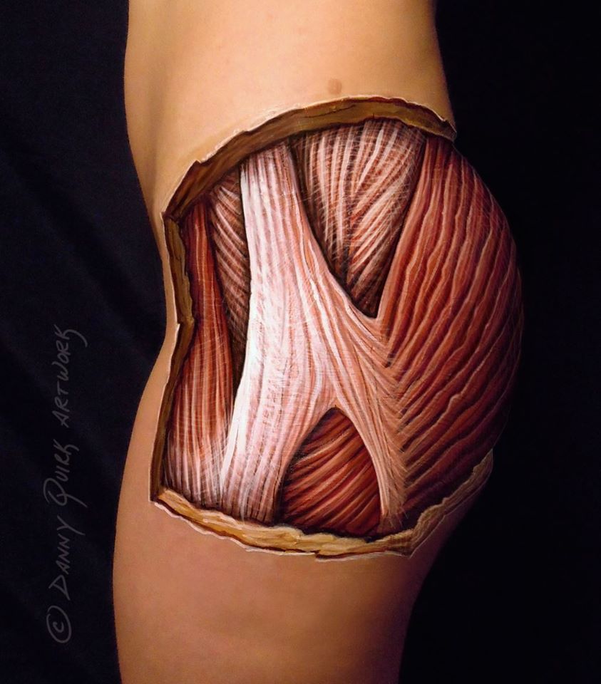 cateterdoblej's tweet photo. Bodypaint de anatomía muscular de Danny Quirk Artwork #anatofrikituits http://t.co/rQw8Cwd8cB