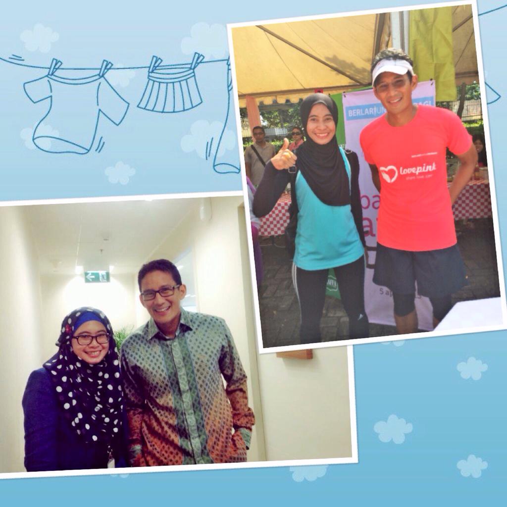 Thx u 4 inspiring me <a href="/sandiuno/">Sandiaga Salahuddin Uno</a>. A 67kg couch potato vs a 48kg runner. I've had finished HM &amp; on prep to run my 1st FM