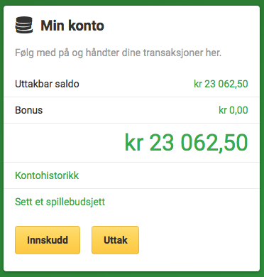 Unibet Norge casino interface