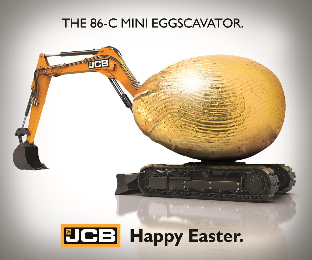 JCBmachines's tweet image. The new 86-C Mini Eggscavator. Happy Easter from JCB.