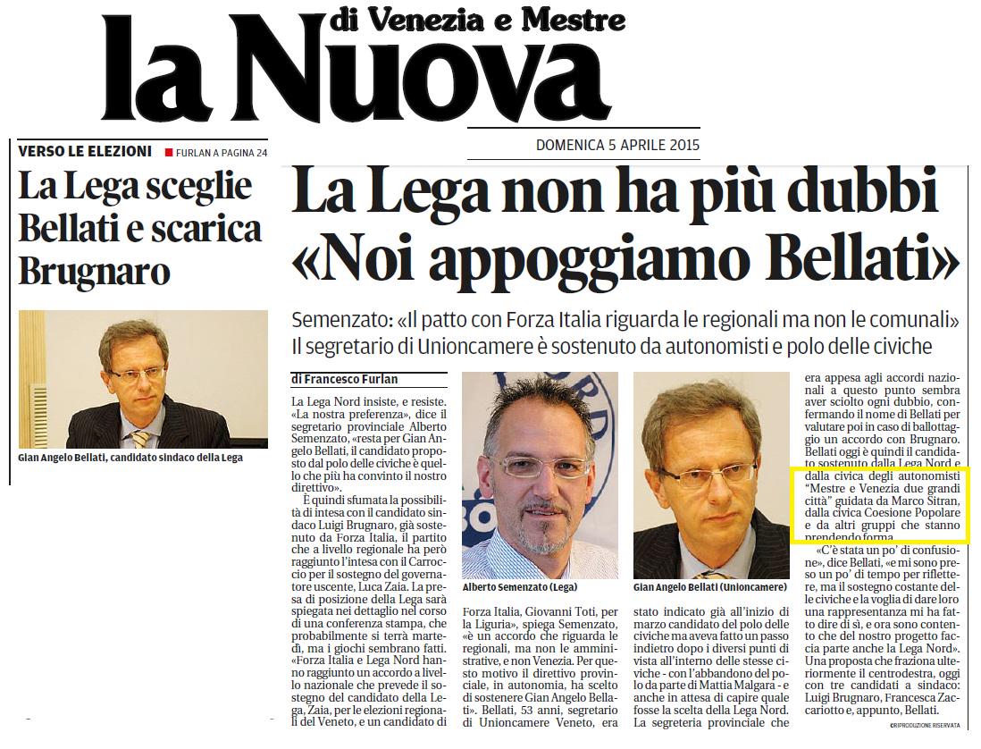 MesVen2citta's tweet photo. @nuova_venezia. UFFICIALE: #LegaNord sostiene Gian Angelo #Bellati e scarica #Brugnaro.. http://t.co/6IskSm38KV
