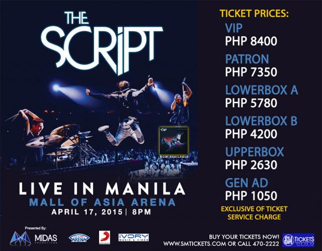 philconcerts's tweet photo. #THESCRIPTinMNL
VIP-SOLD OUT
PATRON-FEW SEATS
LOWER BOX-SOLD OUT
UPPER BOX- SOLD OUT
GEN AD-SOLD OUT
Tix @smtickets http://t.co/gB91ffZSwi