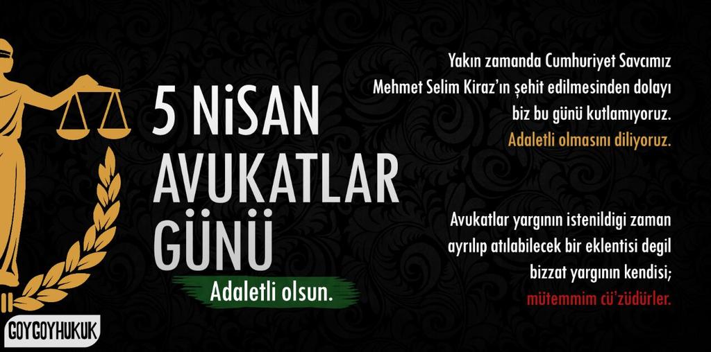 goygoyhukuk's tweet photo. 5 Nisan #AvukatlarGunu Adaletli olsun! http://t.co/4LnZjMaqJB