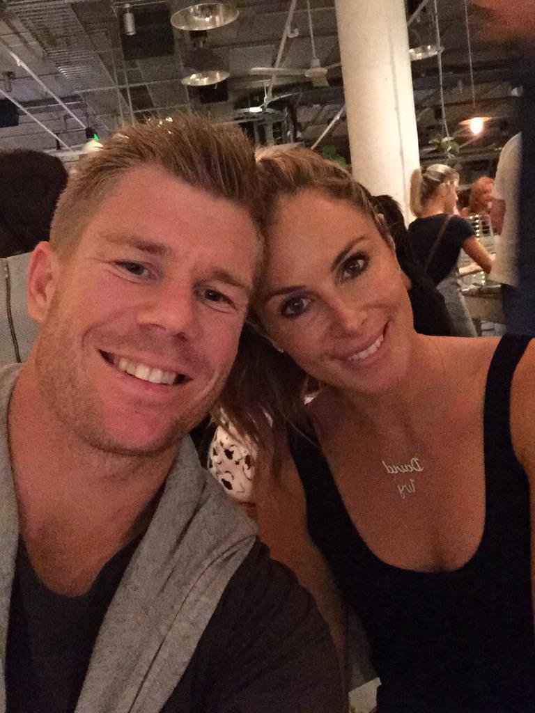 SunRisers's tweet photo. "@davidwarner31: Party time #champagne #Allowedadrink http://t.co/RhNSxN8gaK" Congrats to Mr. and Mrs. Warner from the @sunrisers family!