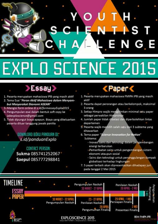 exploscience's tweet photo. Halo BIO-ers!! Udah tau batas pengumpulan paper &amp; essay YSC diundur? 😉 Dicek dulu nih timelinenya @bio49_IPB http://t.co/q91rHJ2UqN
