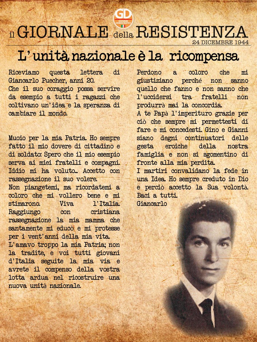 gdnazionale's tweet photo. Giancarlo fu processato e giustiziato il 21/12/1944.
Scrisse ai suoi genitori.
http://t.co/fIQQnu8pEF
#25storie http://t.co/GJ2DeGjFgs