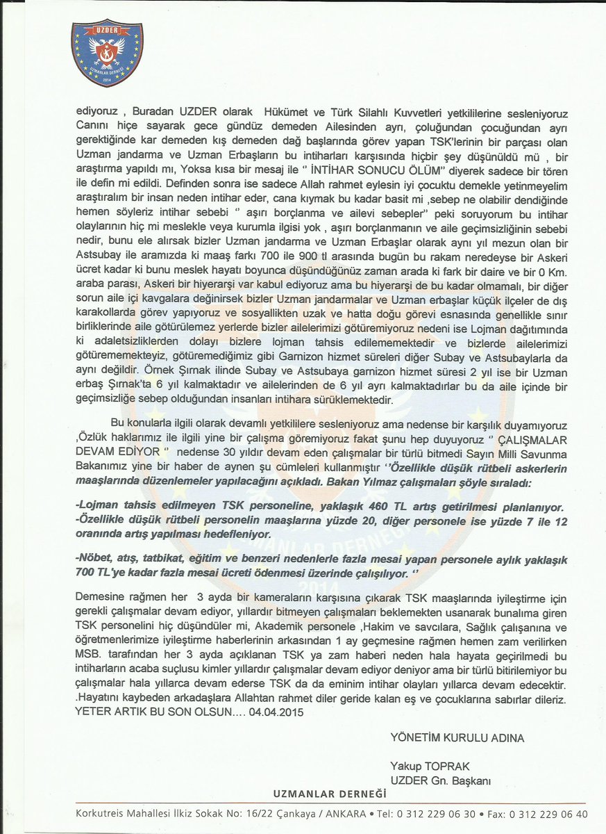 uzder06's tweet photo. @medyatavacom UZMANLAR DERNEĞİ ( UZDER ) BASIN AÇIKLAMASI 

İNTİHARLARA SON VERİLSİN BİRİLERİ DUR DESİN. http://t.co/JMqLsoVMBj